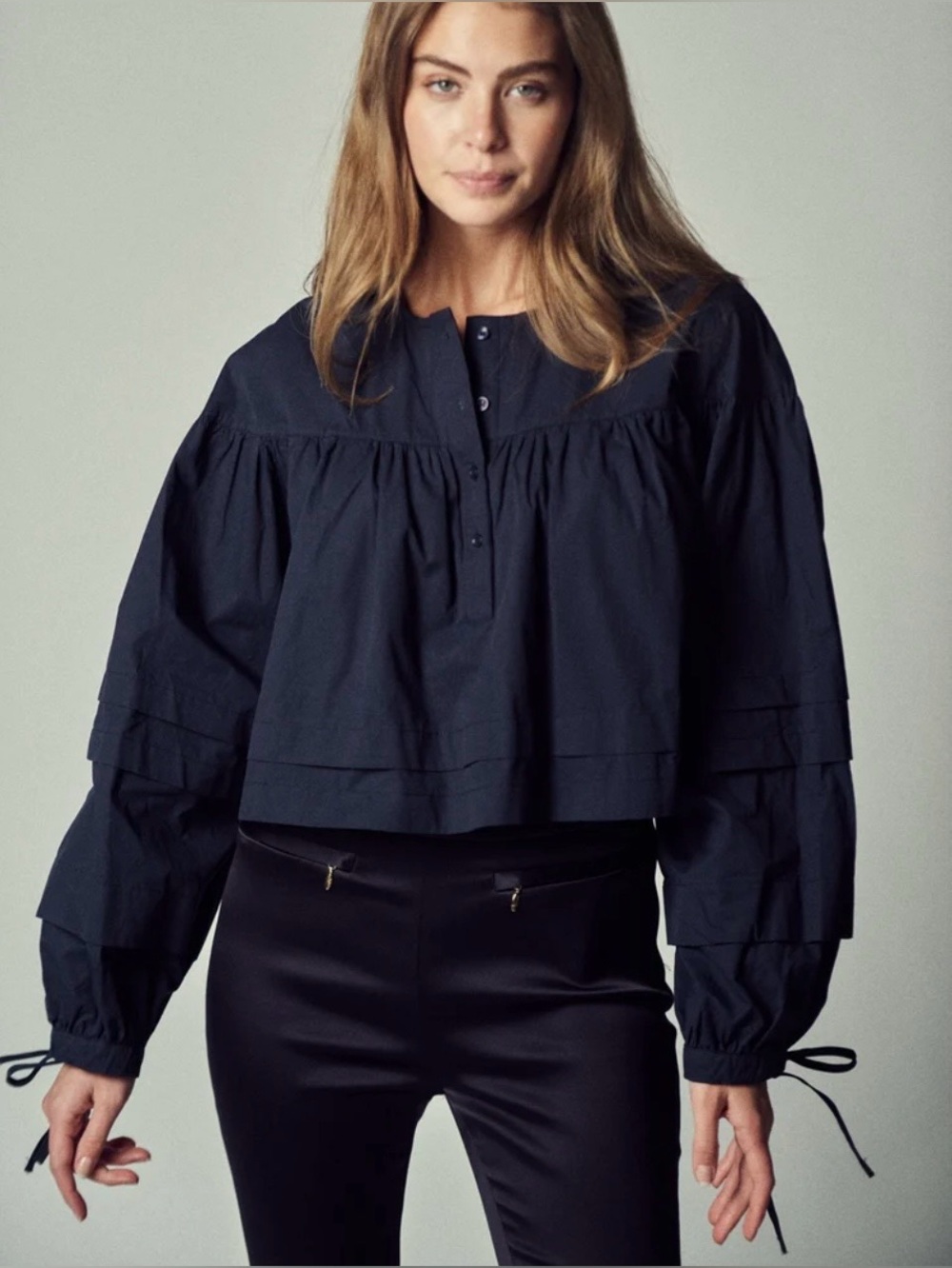 The Shirt by Rochelle Behrens Black Callah Top Size Small